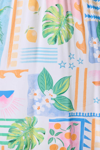 Hawaii Dress in White with Multi Print