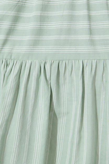 Freya Shirt Dress In Sage Green With White Stripe
