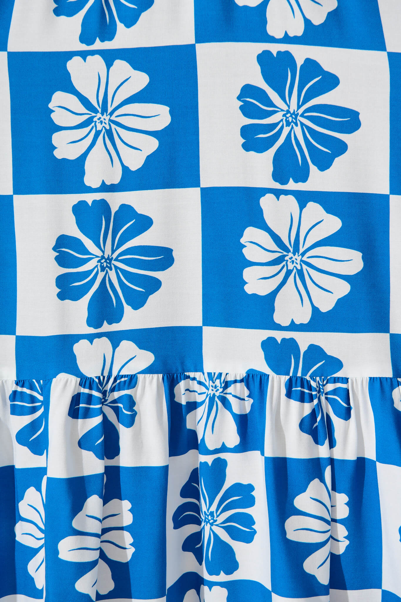 Marchena Midi Dress in Blue and White Flower Print