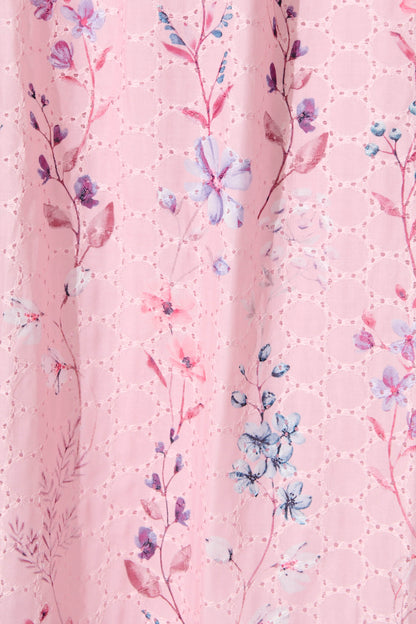 Sunetta Midi Sundress in Blush Floral Textured Broderie