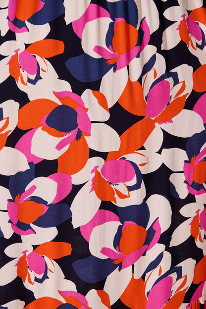 Ingra Maxi Dress In Navy With Multi Print