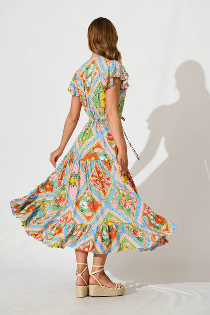 Karlene Maxi Dress In Multi Tile Print