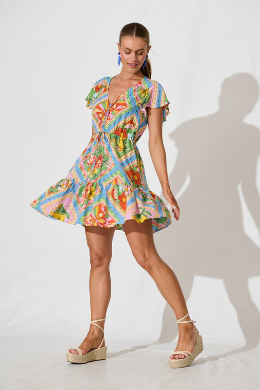 Rosendale Dress in Multi Tile Print