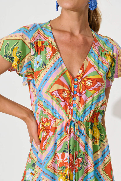 Rosendale Dress in Multi Tile Print