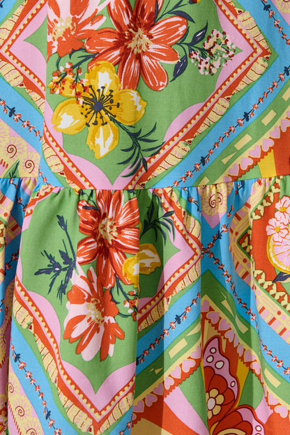 Rosendale Dress in Multi Tile Print