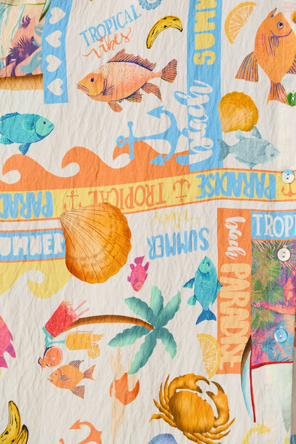 Dearest Midi Shirt Dress In Cream With Multi Summer Print