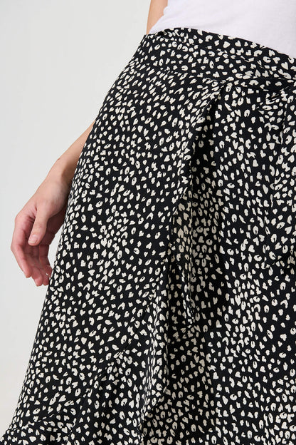 Paramour Midi Wrap Skirt in Black with White Speckle