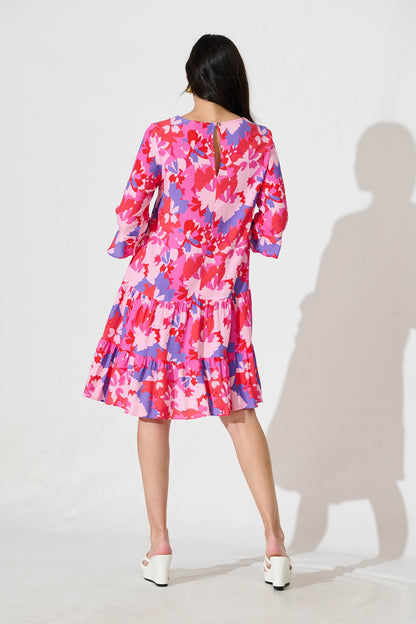Eva Smock Dress in Pink and Purple Floral