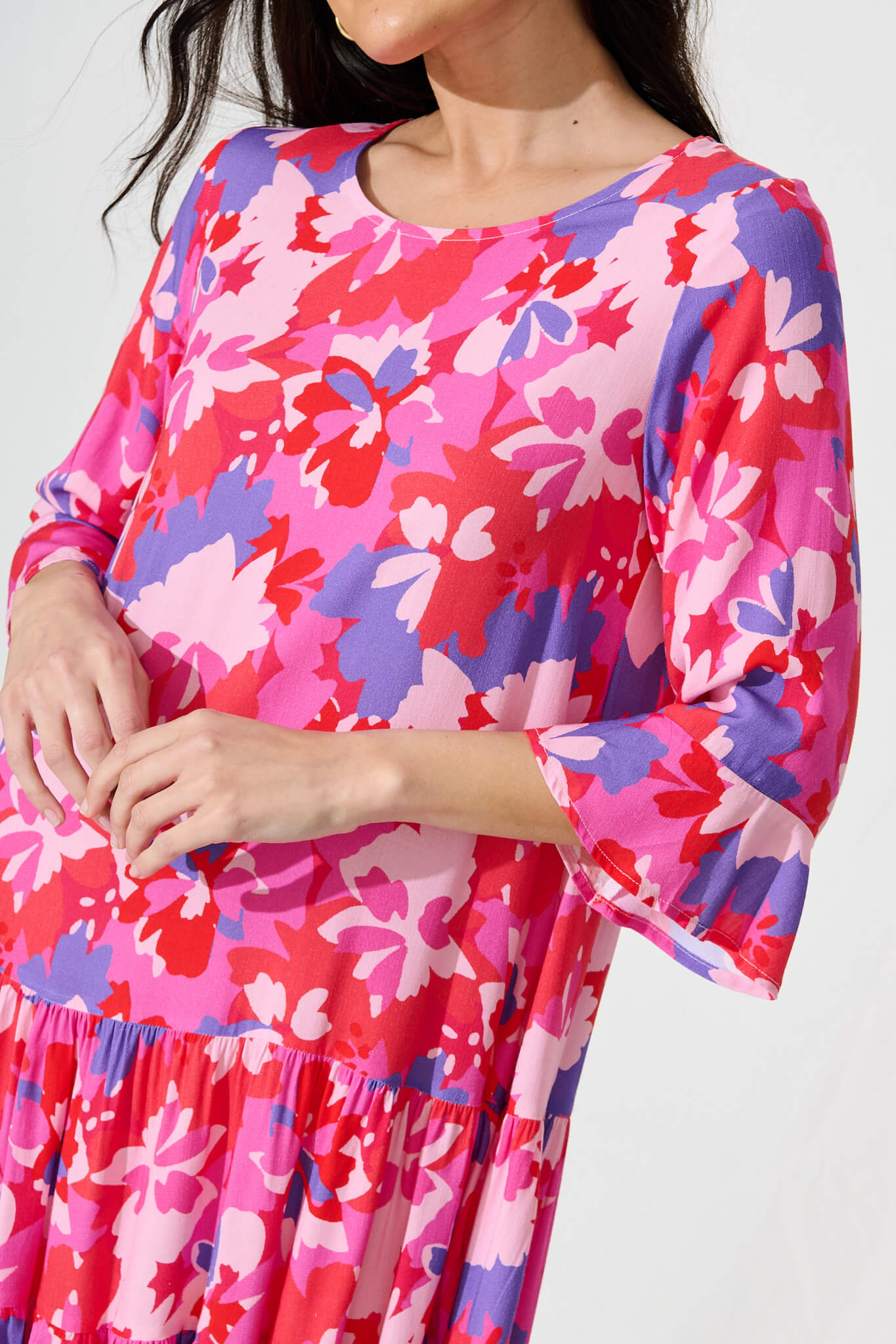 Eva Smock Dress in Pink and Purple Floral