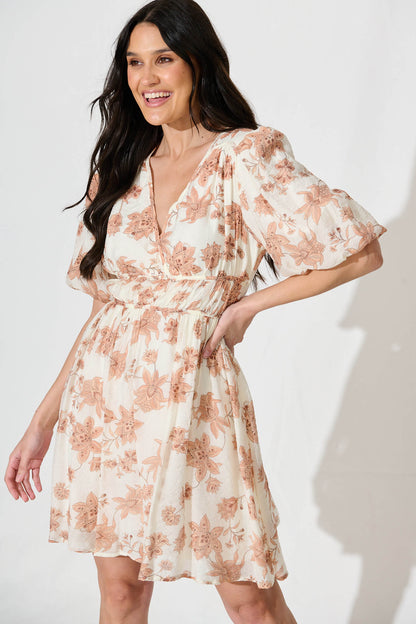 Sabalana Dress in Cream with Coffee Floral