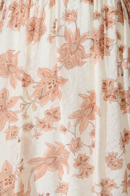 Sabalana Dress in Cream with Coffee Floral