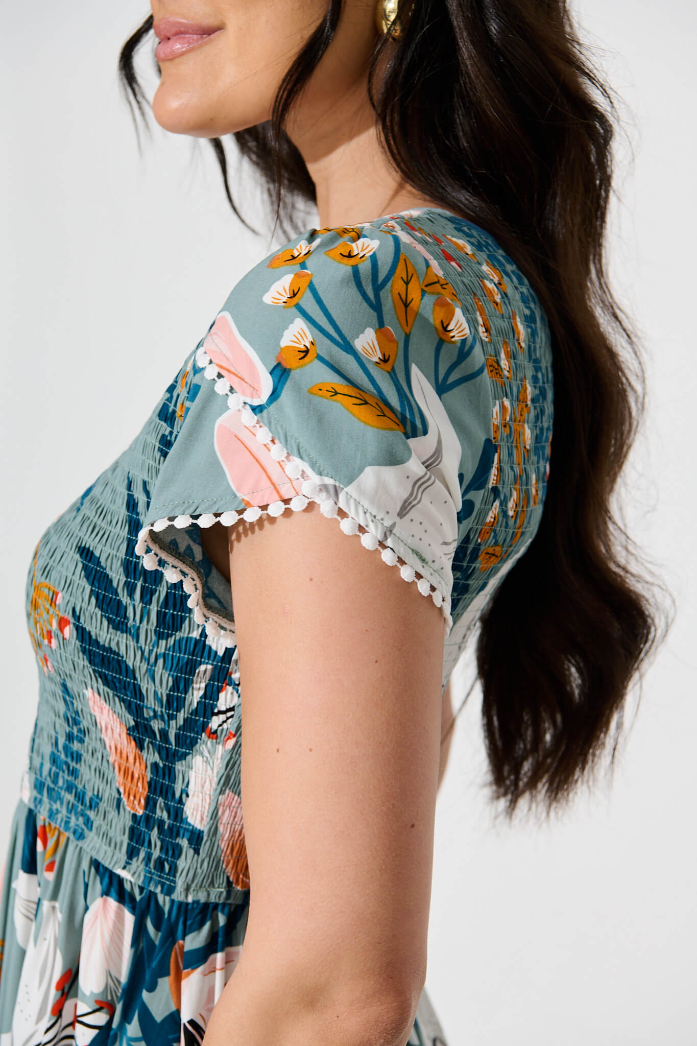 Clarke Midi Dress in Sage Multi Floral