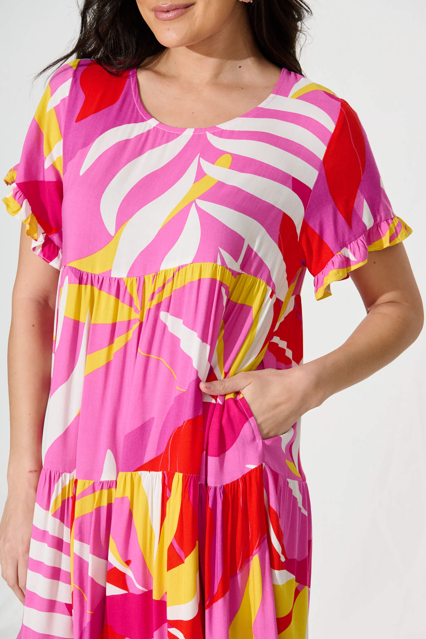 Jacklyn Smock Dress in Multi Pink Graphic Print