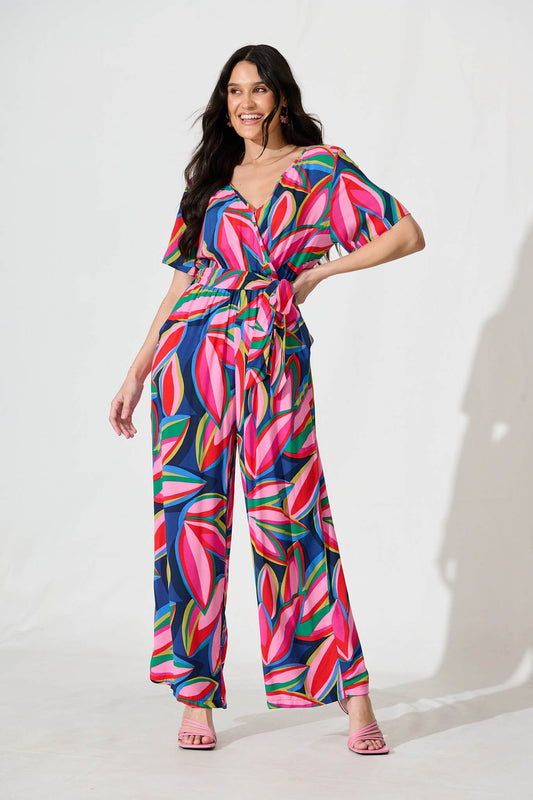 Calliope Jumpsuit in Navy with Multi Print