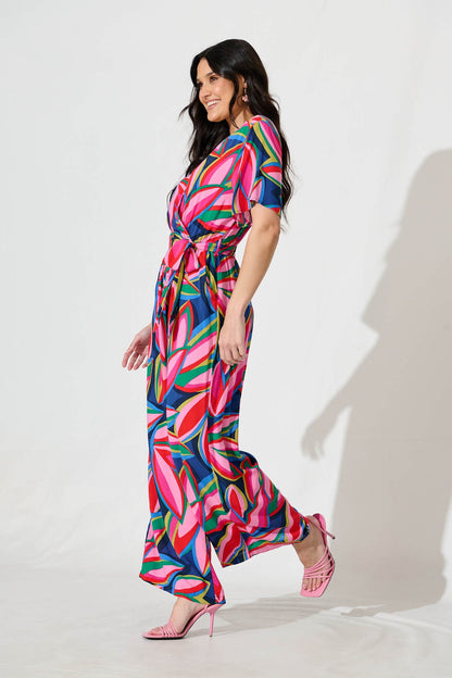 Calliope Jumpsuit in Navy with Multi Print