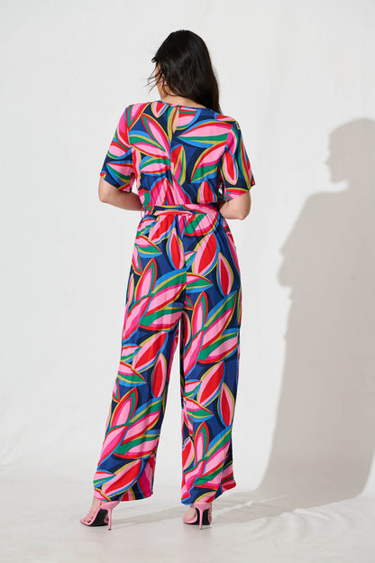 Calliope Jumpsuit in Navy with Multi Print