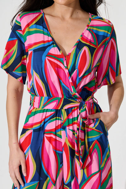 Calliope Jumpsuit in Navy with Multi Print