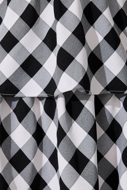 Dolson Halter Neck Midi Dress in Black and White Gingham