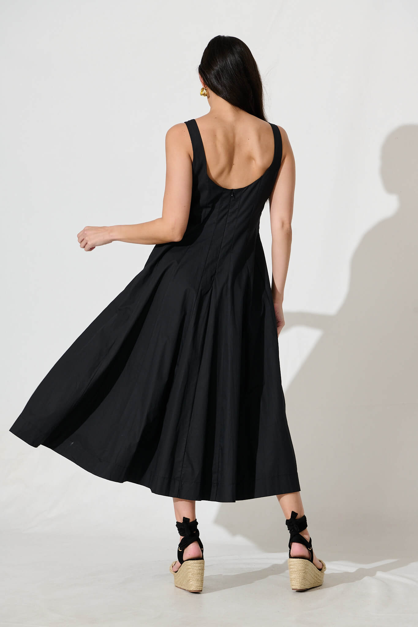 Angelita Midi Dress In Black Cotton