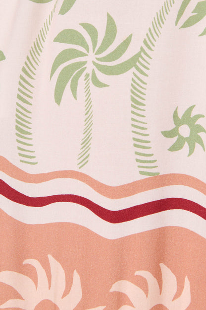 Vance Midi Shirt Dress in Beige Multi Print