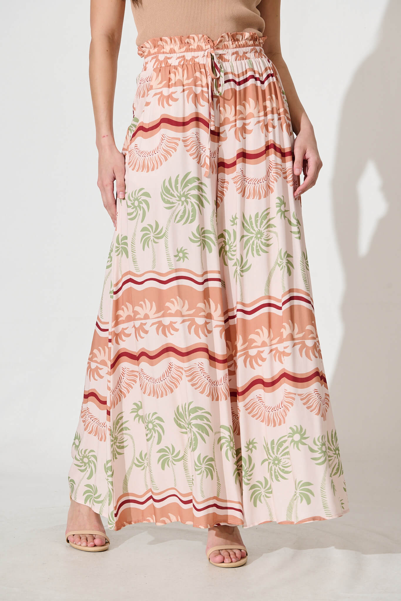 Mariah Pant In Beige Multi Print