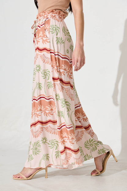 Mariah Pant In Beige Multi Print