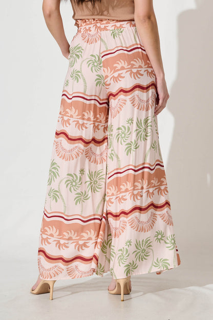 Mariah Pant In Beige Multi Print