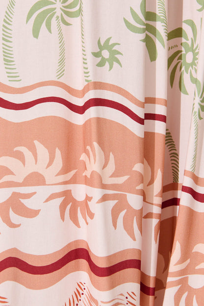 Mariah Pant In Beige Multi Print