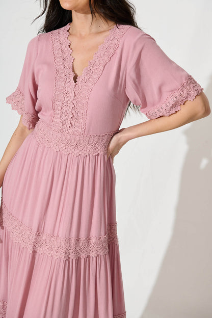 Mona Maxi Dress In Rose Pink