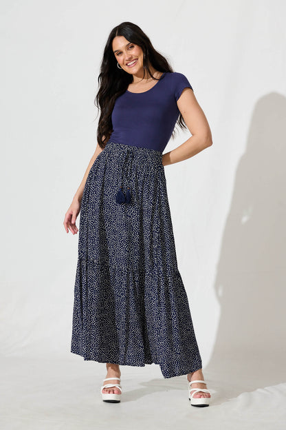 Bilboa Maxi Skirt in Navy with White Speckle