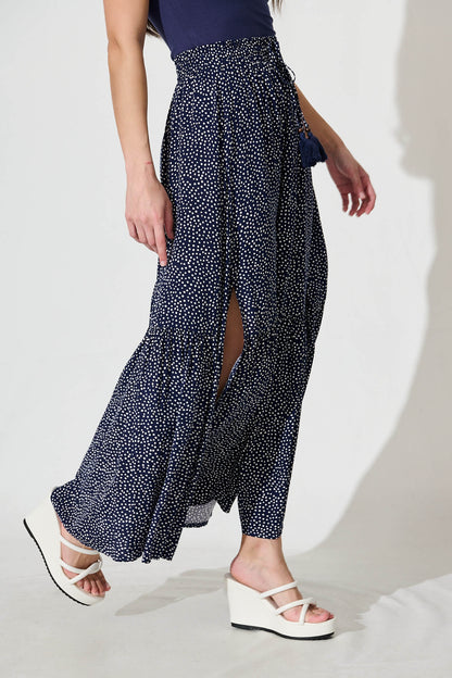 Bilboa Maxi Skirt in Navy with White Speckle