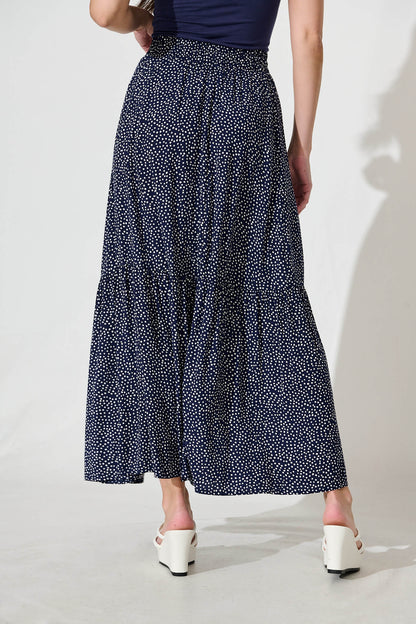 Bilboa Maxi Skirt in Navy with White Speckle