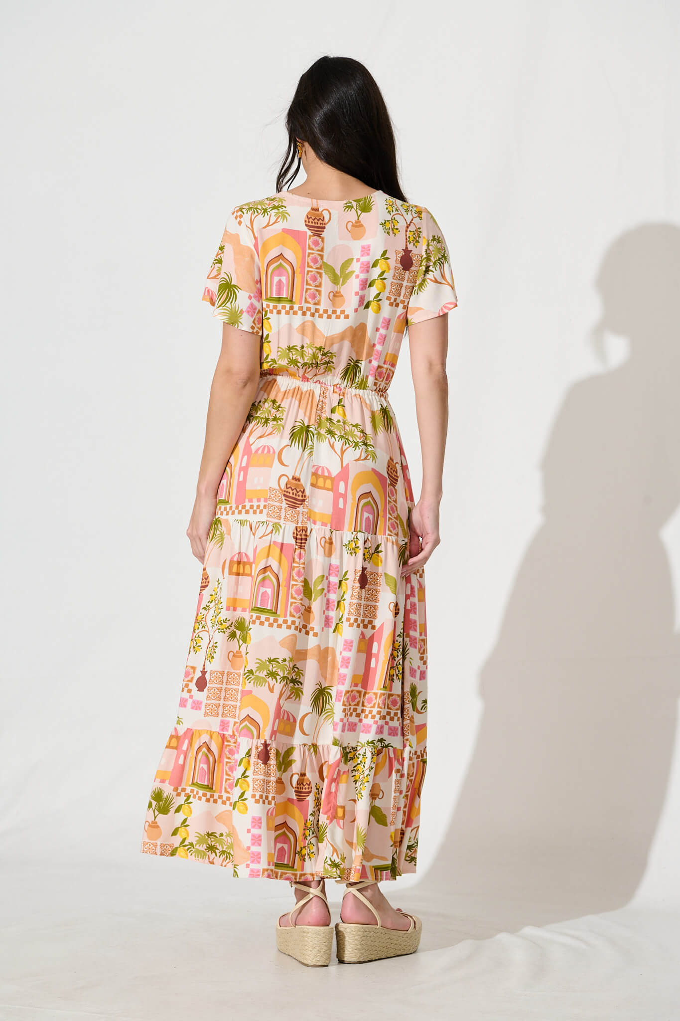 Lyra Maxi Dress in Blush with Multi Print