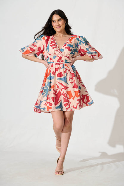 Sabalana Dress in Red with Blush Print