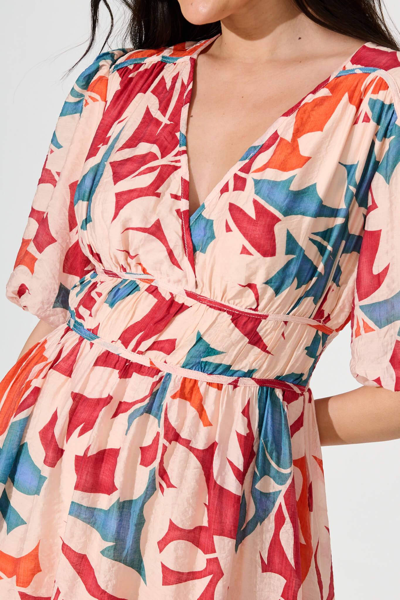 Sabalana Dress in Red with Blush Print