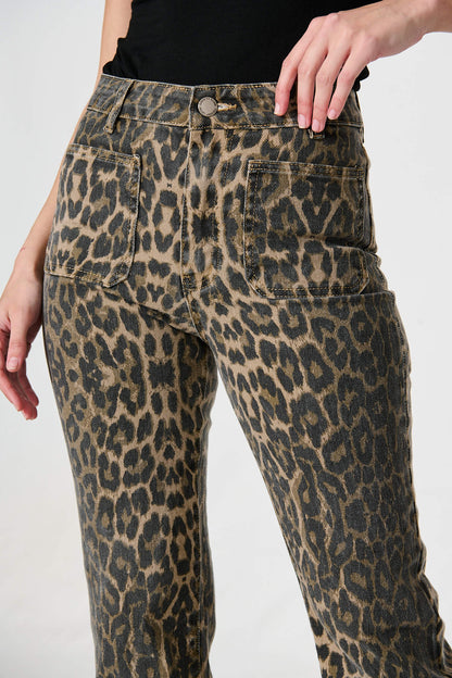 Graciela High Rise Straight Leg Jean In Leopard Denim