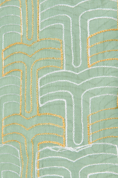 Evermore Midi Dress Pale Green with Lurex Embroidery