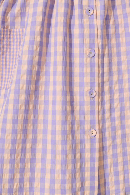 Ginnie Smock Dress in Lilac and Pink Gingham Cotton