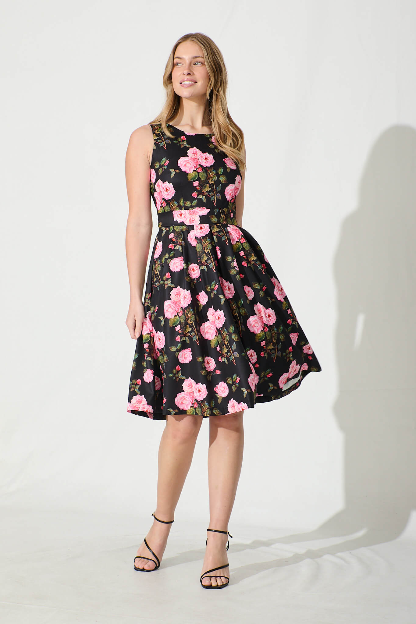 Jardin Dress in Black with Blush Floral