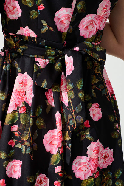 Jardin Dress in Black with Blush Floral