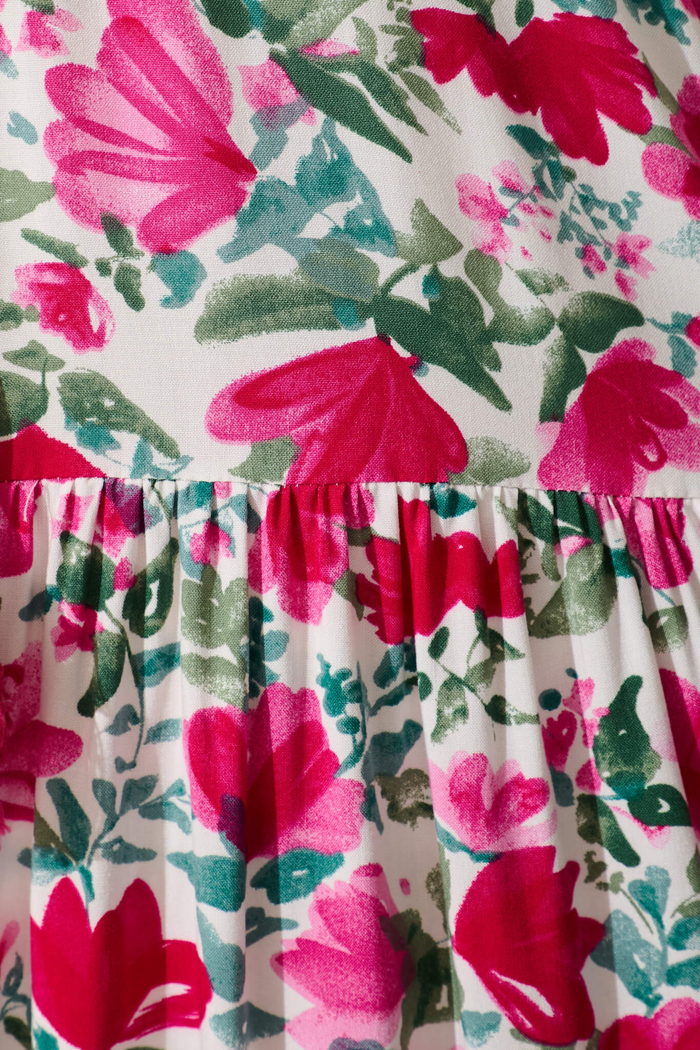 Aleah Maxi Dress in White with Pink and Green Floral