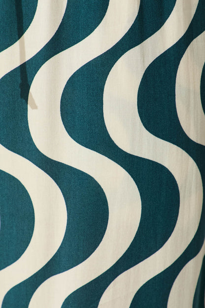 Anjeanette Wide Leg Pant in Emerald and Cream Swirl Print