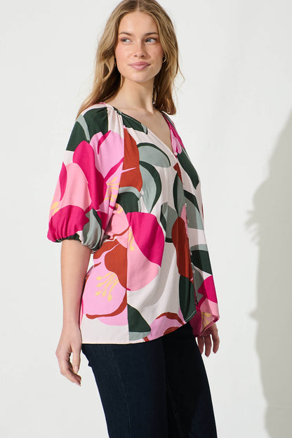 Lorma Top in Multi Floral Print