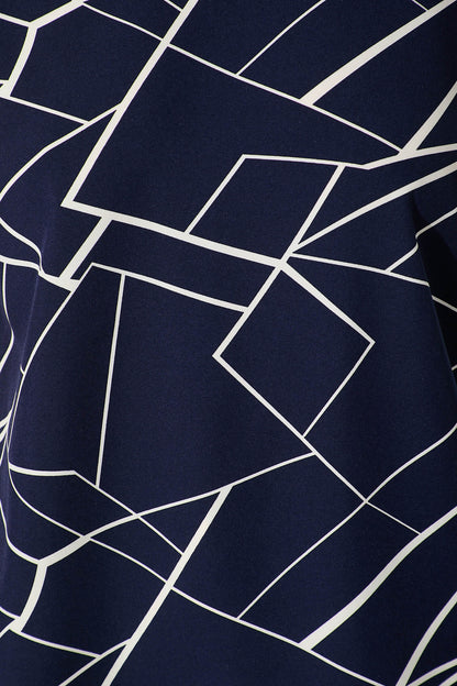 Rejina Top in Navy with White Print