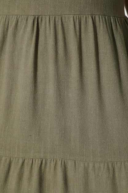 Utopia Midi Sundress in Khaki Linen Blend