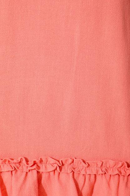 Aubrielle Dress In Coral Linen Blend