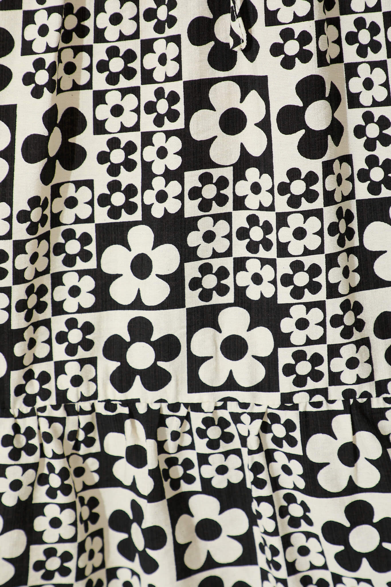 Gibson Smock Dress In Black And Cream Floral