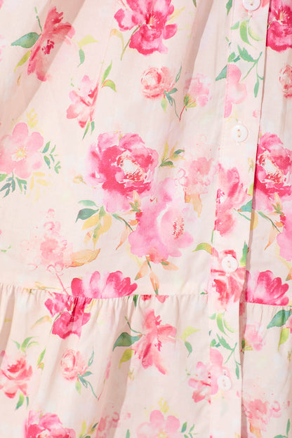 Felicia Shirt Dress In Pink Floral Cotton
