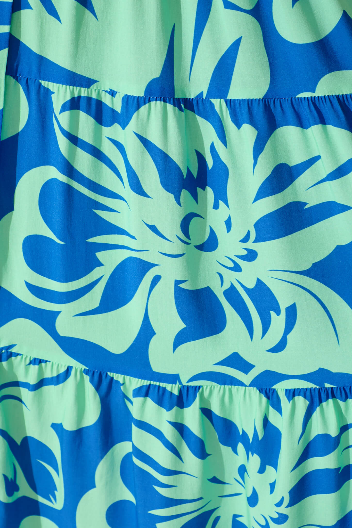 Saldana Smock Dress in Blue and Green Floral Print