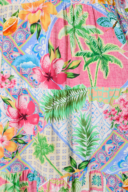 Aleister Smock Dress in Bright Multi Patchwork Floral